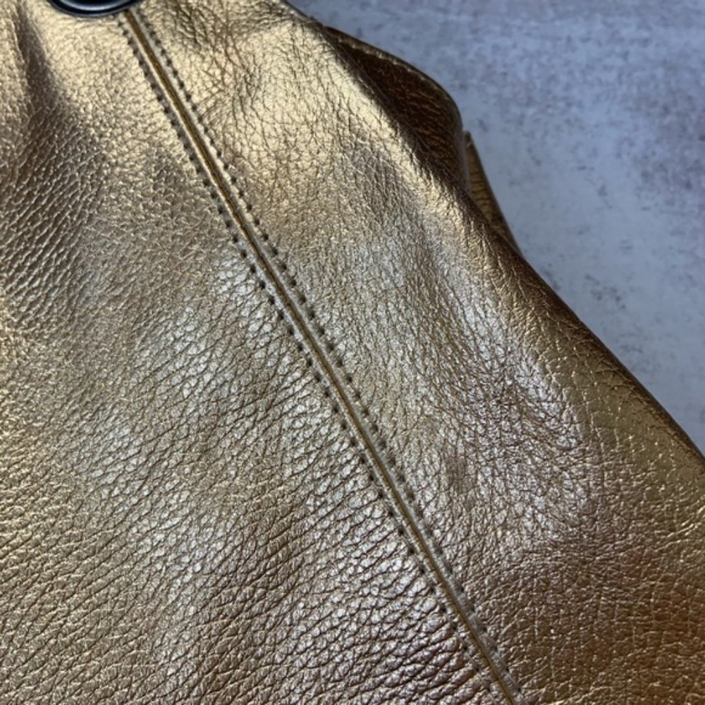 Falor Italia le Borse Gold Leather Shoulder Bag - Picture 2 of 7